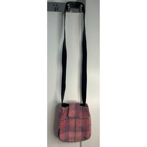 Ness Scotland Authentic Tweed‎ Pink Purple Plaid Crossbody Bag Small Messenger